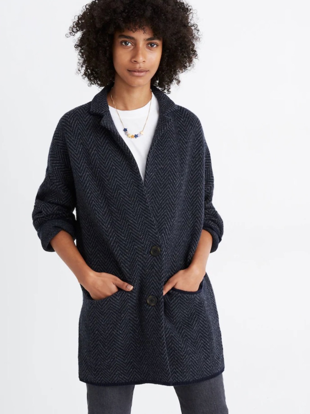 Madewell Herringbone Blazer Sweater Jacket — Like New!